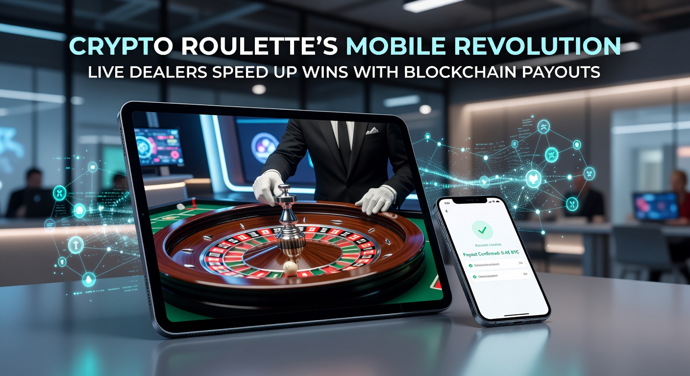 Mobile screen showing live crypto roulette game with dealer spinning wheel and blockchain transaction confirmation