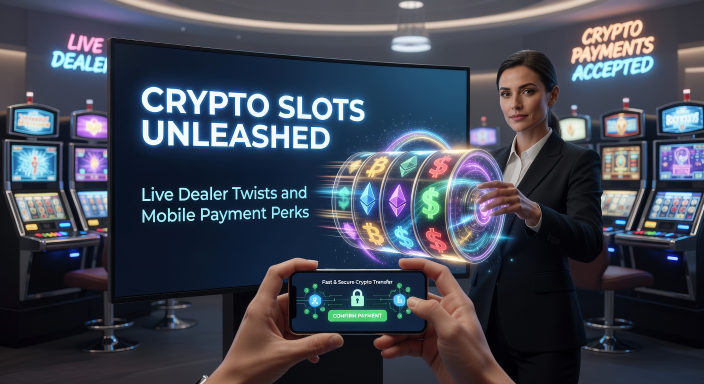 Vibrant digital slot machine interface blending cryptocurrency icons with live dealer streaming elements on a mobile screen