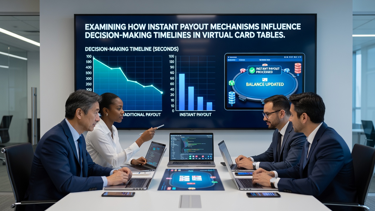 Analytics dashboard displaying decision timeline metrics for virtual card table sessions