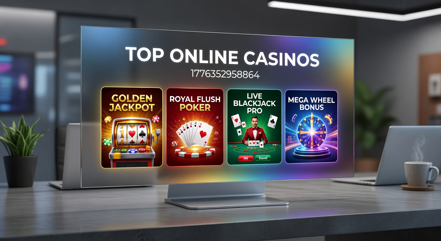 Vibrant digital casino interface showcasing slots, tables, and live dealers on a modern screen